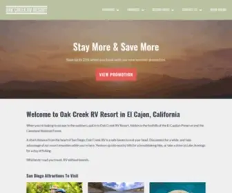 Oakcreekrv.com(RV Resort in San Diego County) Screenshot