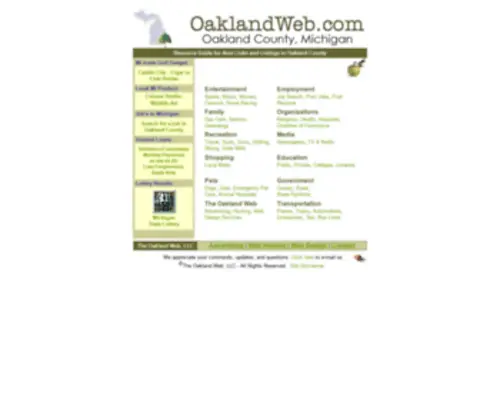 Oaklandweb.com(Oakland County Michigan Information and Resource Guide) Screenshot