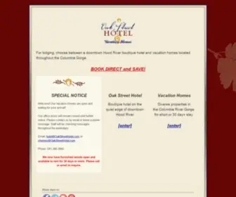 Oakstreethotel.com(Oak Street Hotel and Vacation Homes) Screenshot