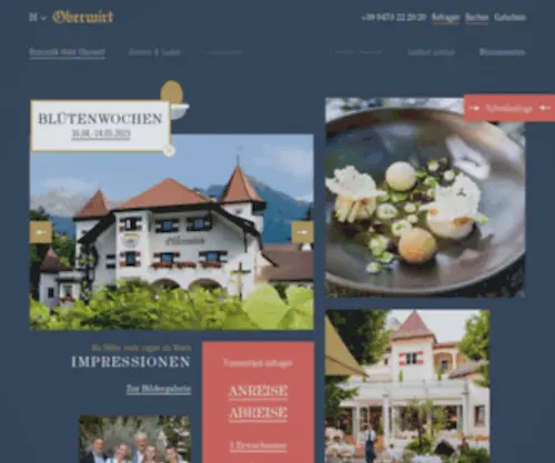 Oberwirt.com(Wo Genuss ein Zuhause hat ➤ Herzlich willkommen im Romantik Hotel Oberwirt) Screenshot