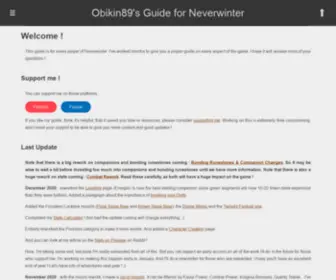 Obikin89.com(Obikin89's Guide for Neverwinter) Screenshot