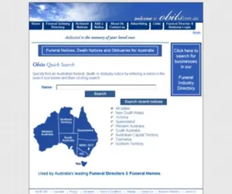 Obits.com.au(Australian Death Notices) Screenshot