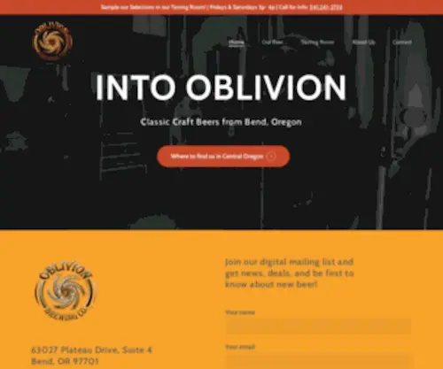 Oblivionbrewing.net(Oblivion Brewing Co) Screenshot