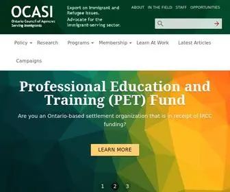 Ocasi.org(Ontario Council of Agencies Serving Immigrants) Screenshot