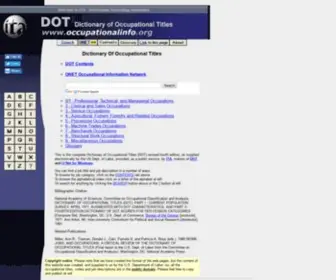 Occupationalinfo.org(Dictionary of occupational titles dot) Screenshot