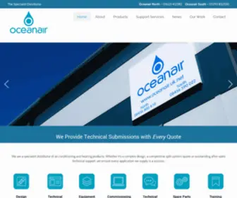 Oceanairuk.com(Specialist Distributor of Air Conditioning and Heating Equipment) Screenshot