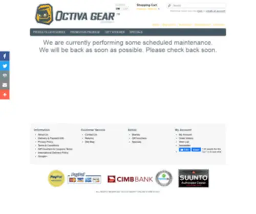 Octivagear.com(Maintenance) Screenshot