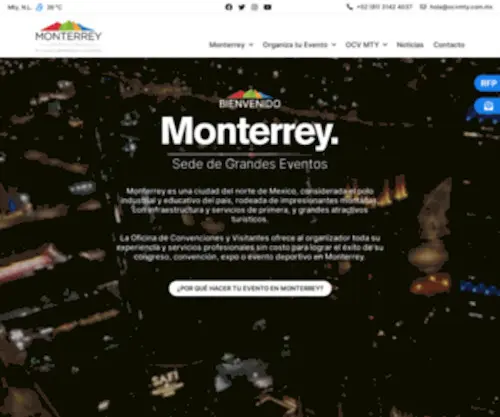 OcvMTY.com.mx(Oficina de Convenciones y Visitantes de Monterrey) Screenshot