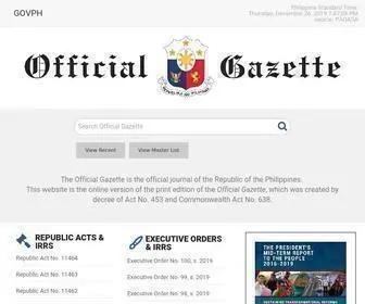 Officialgazette.gov.ph(Official Gazette of the Republic of the Philippines) Screenshot