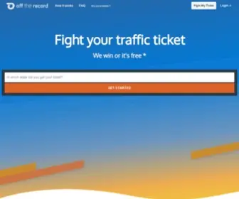 Offtherecord.com(The fastest way to fight your traffic ticket) Screenshot