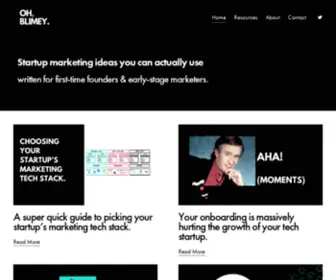 Ohblimey.com(Marketing help for startups & early employee insight) Screenshot