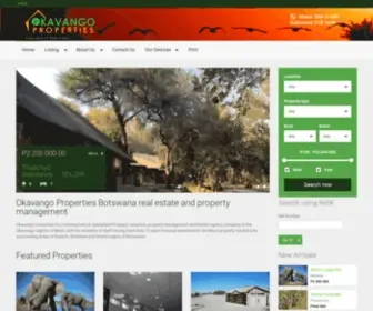 Okavangoproperties.com(Okavango Properties Botswana real estate and property management) Screenshot