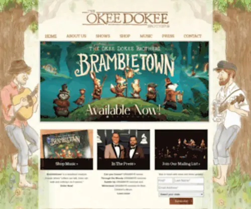 Okeedokee.org(The Okee Dokee Brothers) Screenshot