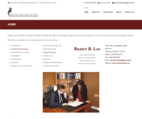 Okotokslawyer.ca(Baxter Lee Law Office) Screenshot