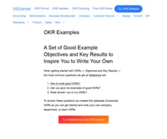 Okrexamples.co(OKR Examples) Screenshot