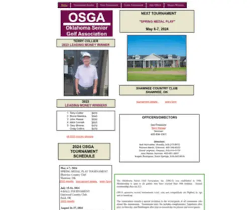 Oksga.com(Annual activities of the Oklahoma Senior Golf Association (OSGA)) Screenshot