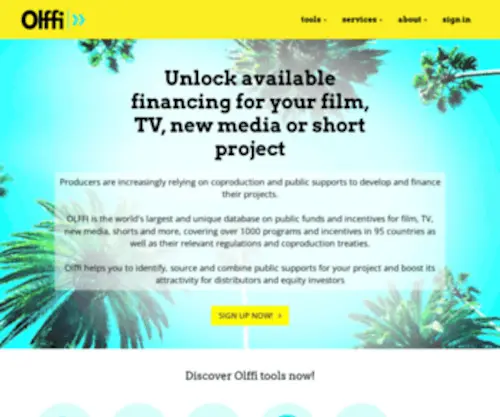Olffi.com(Film Financing made easy) Screenshot