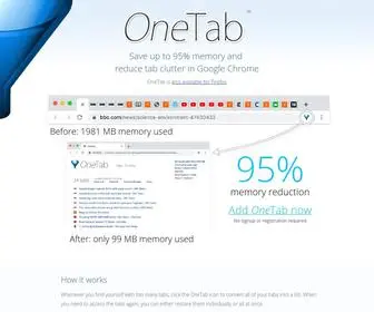 One-Tab.com(OneTab extension for Google Chrome and Firefox) Screenshot