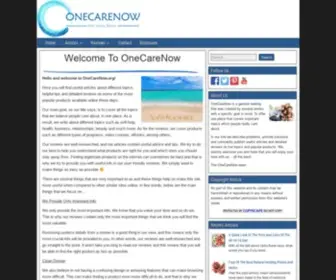 Onecarenow.org(News, Articles, Reviews) Screenshot