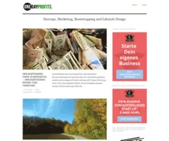 Onedayprofits.de(Startups, Marketing, Bootstrapping und Lifestyle Design) Screenshot