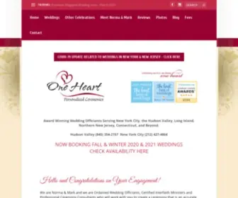 Oneheartceremonies.com(Wedding Ministers Wedding Officiants Rockland County and New York City) Screenshot