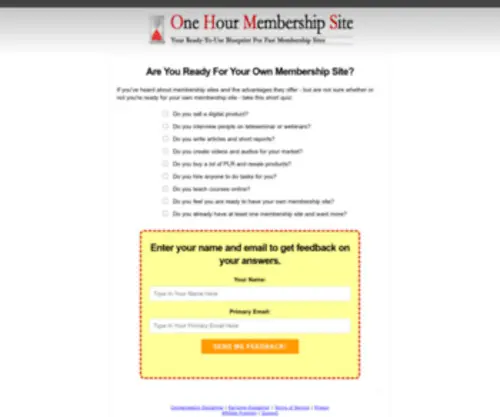 Onehourmembershipsite.com(Plan Your Membership Site) Screenshot