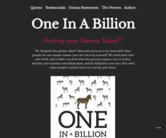 Oneinabillionbook.com(One In A Billion) Screenshot