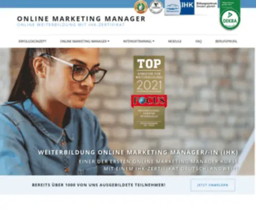 Online-Marketing-Manager.net(Online Marketing Weiterbildung mit IHK) Screenshot