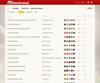 Onlinearsenal.com(Online Arsenal Community Fan Forum) Screenshot