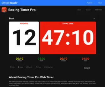 Onlineboxingtimer.com(Boxing Timer by SimpleTouch) Screenshot