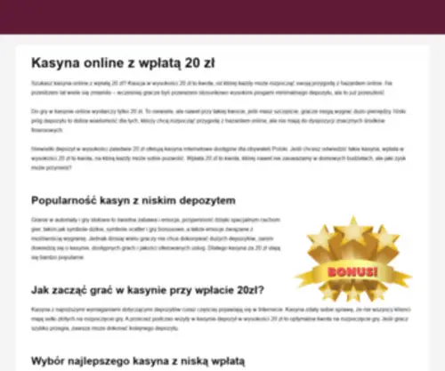 Onlinecasino-Wins.net(Najlepsze kasyna online z depozytem 20 PLN i bonusami) Screenshot