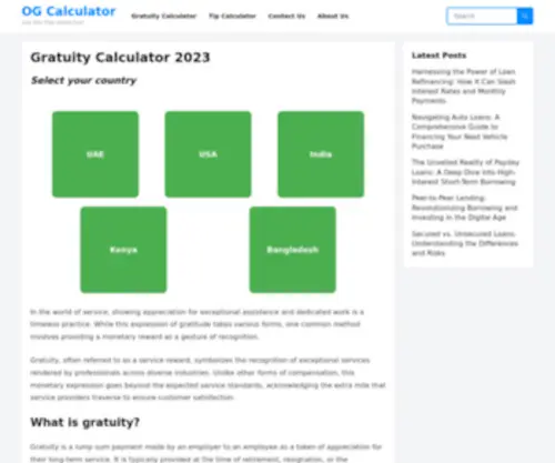 Onlinegratuitycalculator.com(Gratuity Calculator 2023) Screenshot