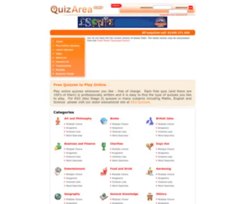 Onlinequizarea.com(Print a Free Quiz or Play Quizzes Online) Screenshot