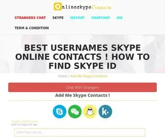 Onlineskypecontacts.com(How to find online Skype users) Screenshot