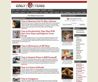 Onlytoptens.com(Ultimate Top 10 List) Screenshot