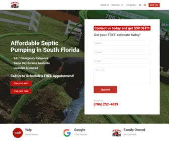 Onmywayseptic.com(Septic tank and grease trap services in South Florida) Screenshot