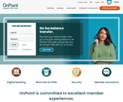 Onpointcu.com(OnPoint Community Credit Union) Screenshot