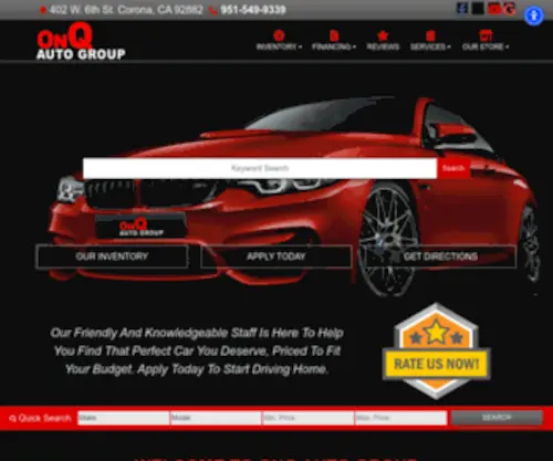 Onqautogroup.com(Used cars corona ca) Screenshot