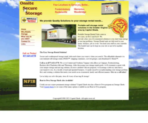 Onsitesecurestorage.com(Portable Storage Rental Units from Capitol Sheds) Screenshot