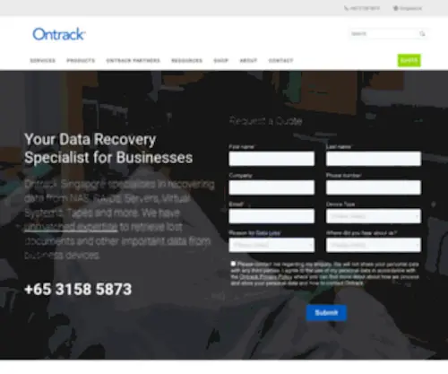 Ontrackdatarecovery.com.sg(Data Recovery Services Singapore) Screenshot
