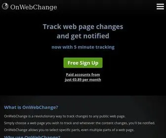 Onwebchange.com(Track web page changes) Screenshot