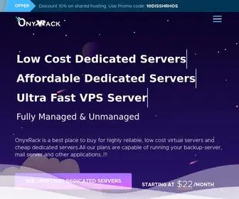Onyxrack.com(VPS, Shared Web Hosting, Dedicated Server and Custom Hosting Solutions) Screenshot