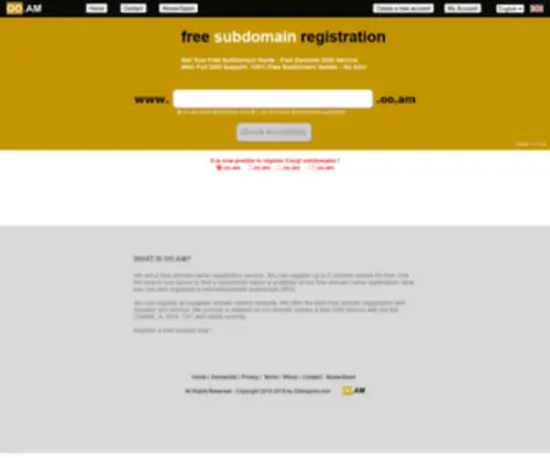 OO.am(Free Domain Names with full DNS control. Get Your Free Domain Name) Screenshot