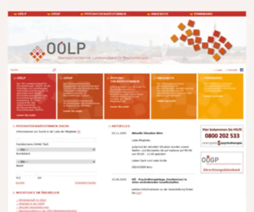 OOelp.at(Willkommen auf OÖLP Oberösterreichischer Landesverband für Psychotherapie) Screenshot