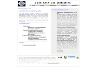 Openarchives.org(Open Archives Initiative) Screenshot
