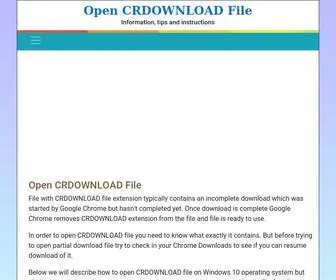 Opencrdownloadfile.com(Open CRDOWNLOAD File) Screenshot