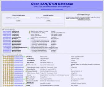 Opengtindb.org(Open EAN Database) Screenshot