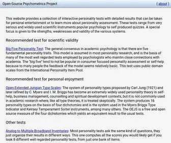 Openpsychometrics.org(Take a personality test) Screenshot