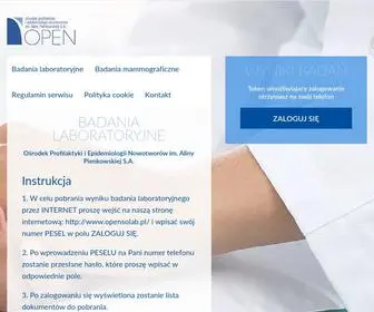 Opensolab.pl(Ośrodek Profilaktyki i Epidemiologii Nowotworów im) Screenshot