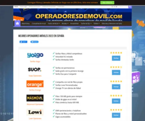 Operadoresdemovil.com(Mejores operadores móviles 2021 España) Screenshot